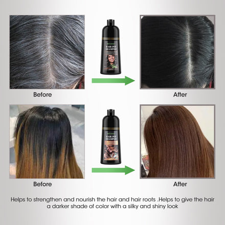 500ml Organic Natural Fast Hair Dye Black Shampoo Plant Essence Black Hair Color Dye Shampoo For Cover Gray White Hair