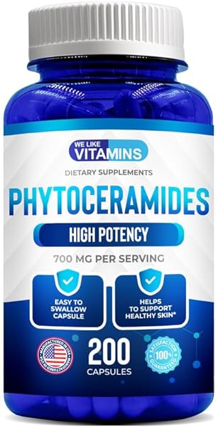 Phytoceramides 700mg - 200 Capsules All Natural Wheat Free and Plant Based - Phytoceramide Supplement - 700 mg per Serving - Skin Hydration, Repair, Rejuvination in Pakistan in Pakistan