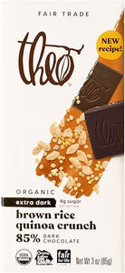 Chocolate Brown Rice Quinoa Crunch Organic Dark Chocolate Bar, 85% Cacao, 12 Pack | Vegan, Fair Trade in Pakistan