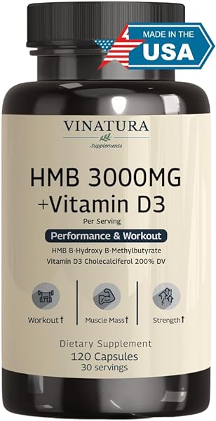 HMB 3000mg and Vitamin D3 Supplement Capsules per Serving *USA Made & Tested* Promotes Muscle Growth & Recovery - HMB Supplement and Vitamin D3 (1600 IU) - 120 Capsules 30 Servings in Pakistan in Pakistan