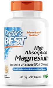 High Absorption Magnesium Glycinate Lysinate, 100% Chelated, Non-GMO, Vegan, Gluten & Soy Free, 100 mg, 240 Count in Pakistan