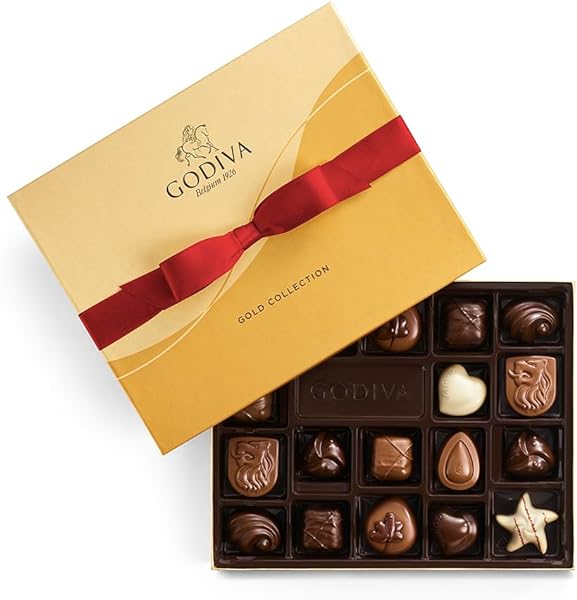 Chocolate Gift Box with Red Ribbon - 18 pc Assorted Milk, White and Dark Chocolates - Elegant Candy Box Treat for Women or Men, Easter Candy in Pakistan in Pakistan