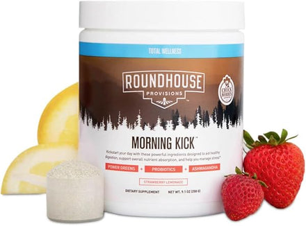 by Chuck Norris Morning Kick, Greens Superfood Powder Supplement with Ashwaganda, Collagen, Probiotics, Supports Energy Levels, 30 Servings (Strawberry Lemonade) in Pakistan