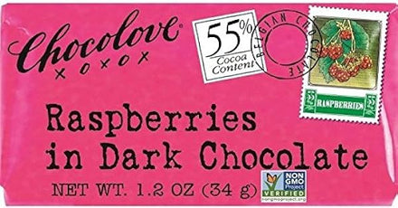 Chocolove Raspberry in Dark Chocolate, Non-GMO, 1.3 Oz Mini Bar (Pack of 12) in Pakistan