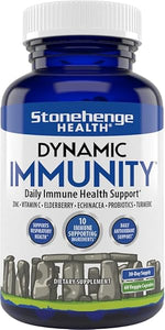 Stonehenge Health Dynamic Immunity Daily Supplement 10-in-1 Immune Boosters Zinc, Elderberry, Echinacea, Vitamin C & Probiotic L. Acidophilus – Supports Immune System & Respiratory Health, 60 Capsules in Pakistan