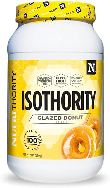 Isothority Whey Protein Isolate, Glazed Donut, 2 lb - Ultra Absorbable Branched Chain Amino Acids (BCAA) Powder with 25g Protein Per Serving, Low Carb - Build Muscle & Accelerate Recovery in Pakistan