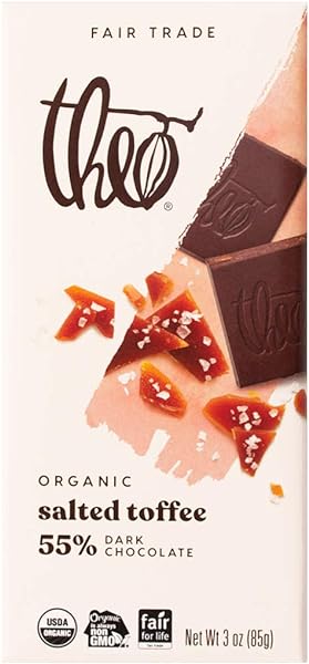 Salted Toffee Organic Dark Chocolate Bar, 55% Cacao, 1 Bar | Fair Trade in Pakistan in Pakistan