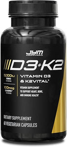 JYM D3 + K2 with 5000iu D3 & 100mcg of Vitamin K2 as MK-7, Bone, Cardiovascular + Immune Health for Men & Women, Softgel in Pakistan