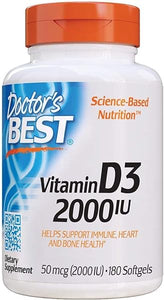 Doctor's Best Vitamin D3 2 000 IU Healthy Bones Teeth Heart Immune Support NonGMO GlutenFree Soy Free , 180 Count in Pakistan