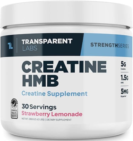 Transparent Labs Creatine HMB - Creatine Monohydrate Powder with HMB for Muscle Growth, Increased Strength, Enhanced Energy Output, and Improved Athletic Performance - 30 Servings, Strawberry Lemonade in Pakistan