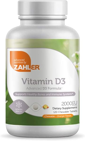 Zahler Vitamin D3 CHEWABLE 2000IU, an All-Natural Supplement Targeting Vitamin D Deficiencies, Certified Kosher, 120 Great Tasting Orange Flavored Tablets in Pakistan in Pakistan