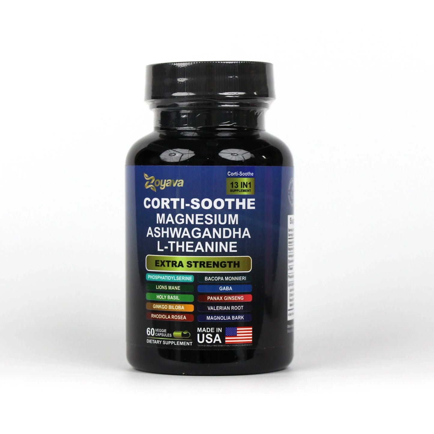 60 Caps Zoyava Corti-soothe Supplement Magnesium Glycinate Relax muscles, replenish energy and vitality, maintain concentration