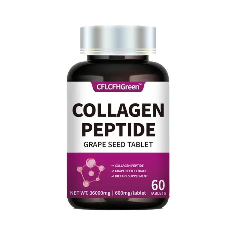 60 Tablets Collagen Peptides Supplement Tightens Skin Promotes Healthy Hair Grape Seed Extract Anti Aging