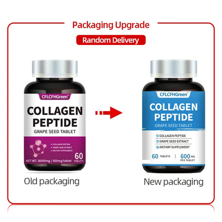 60 Tablets Collagen Peptides Supplement Tightens Skin Promotes Healthy Hair Grape Seed Extract Anti Aging