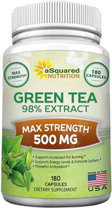 Green Tea Extract Supplement with EGCG - 180 Capsules-Max Potency Fat Burner 500 mg Pills for Weight Loss, Boost MetabolismHeart Health, All-Natural Low Caffeine Diet Detox in Pakistan
