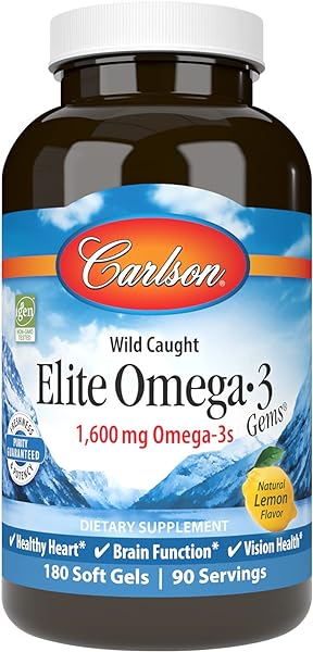 Elite Omega-3 Gems, 1600 mg Omega-3s, Heart, Brain & Vision Support, Wild Caught, Orange, 180 soft gels in Pakistan