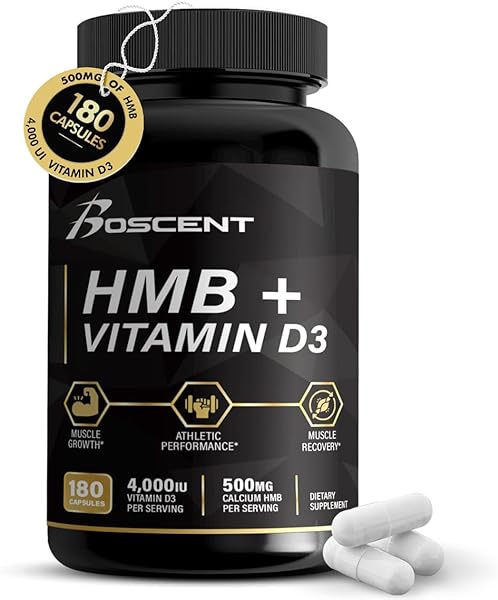 HMB and Vitamin D3 Supplement - 1,000 MG HMB Supplements with 4,000 UI of D3 and Calcium for Muscle Growth, Strength, and Recovery. B-Hydroxy B-Methylbutyrate Butyrate, 180 Capsules (3 Month) in Pakistan in Pakistan