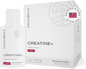 CYMBIOTIKA Creatine+, Creatine and Glutamine Supplement for Amino Energy, Recovery, Muscle Mass & Brain Support, Liposomal Delivery, Gluten Free & Vegan, Raspberry Flavor - 30ml Pouches (Pack of 20) in Pakistan