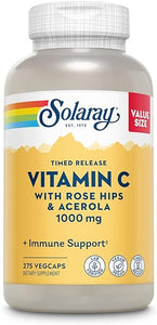SOLARAY Vitamin C 1000mg Timed Release Capsules with Rose Hips & Acerola Bioflavonoids, Two-Stage for High Absorption & All Day Immune Function Support, 60 Day Guarantee, 275 Servings, 275 VegCaps in Pakistan