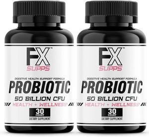 Probiotic 50 Billion CFU | 30 Capsules (2-Pack) | Dietary Supplement for Men and Women | Digestive Health Support Formula | Promotes Healthier Immune System | Supports Brain Health in Pakistan