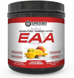 Driven EAA Essential Amino Acid & Hydration Supplement - Full Spectrum 2:1:1 BCAA Protein Blend - Muscle Tissue Repair, Recovery & Growth - Potassium, & Vitamin C - Mango Madness, 30 Servings in Pakistan