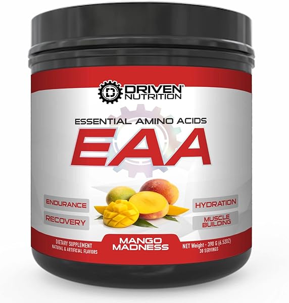 Driven EAA Essential Amino Acid & Hydration Supplement - Full Spectrum 2:1:1 BCAA Protein Blend - Muscle Tissue Repair, Recovery & Growth - Potassium, & Vitamin C - Mango Madness, 30 Servings in Pakistan in Pakistan