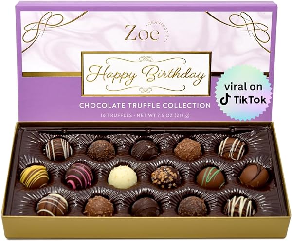 Happy Birthday Chocolate Truffles Gift Box | 16 Count | Dark, Milk & White Chocolate Candy Variety Pack | Chocolate Gift Basket | Birthday Gifts for Women & Men in Pakistan in Pakistan