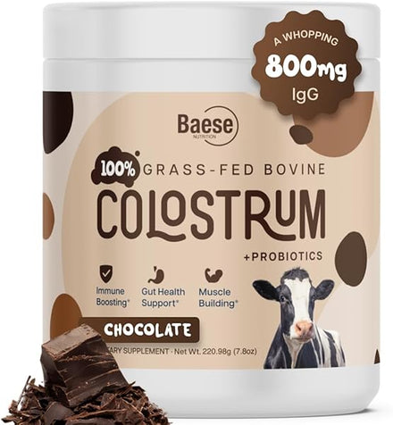 Organic Chocolate 4000mg Bovine Colostrum Powder for Humans Grass Fed + Probiotics Colostrum Supplement for Kids & Adults with Immunoglobulins (220.98 Grams) in Pakistan