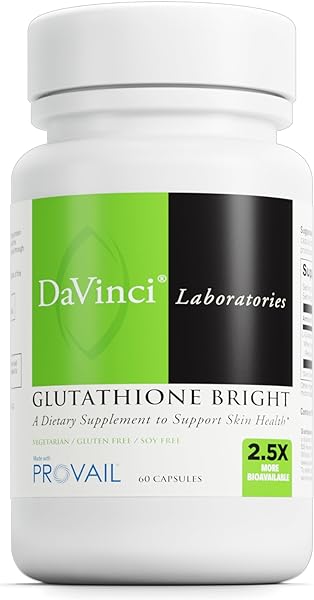 DAVINCI Labs Glutathione Bright - Helps Support Skin Health & Healthy Aging with Glutathione* - Easily Absorbable Formula - Gluten Free & Soy Free - 60 Vegetarian Capsules in Pakistan in Pakistan