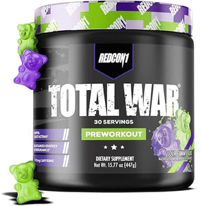 Total War Preworkout - Contains 320mg of Caffeine from Green Tea, Juniper & Beta Alanine - Pre Work Out with Amino Acids to Increase Pump, Energy + Endurance (Sour Gummy Bear, 30 Servings) in Pakistan