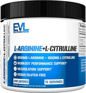 Nutrition L-Arginine + L-Citrulline - Endurance + Workout Performance Supplement - 2000mg Complex - Vasodilation + Nitric Oxide Support - Vegan + Gluten Free Powder - 75 Servings in Pakistan