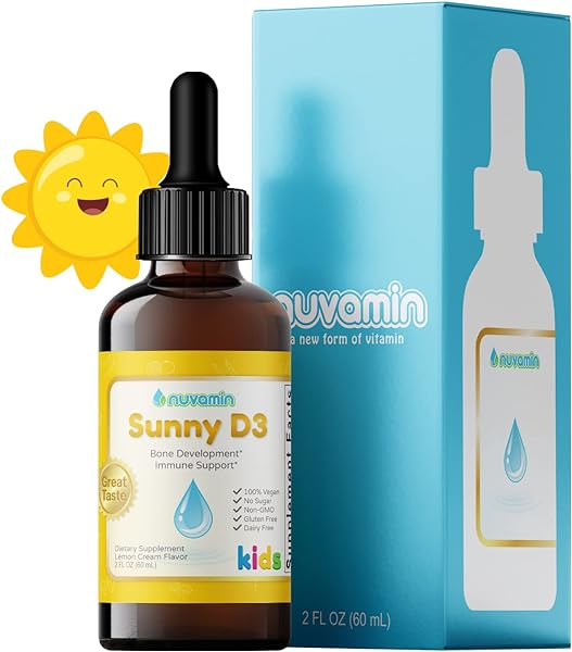 Nuvamin – Liquid Liposomal Vitamin D Drops for Baby Toddlers Kids & Adults, 1200 IU/mL, 2 Fl.Oz (60ml), 120 Daily Serving, Great Taste - All Natural - Vegan - Superior Absorption, Lemon Flavor in Pakistan in Pakistan