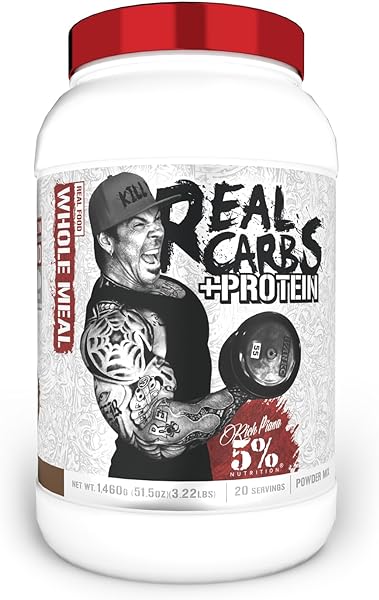 5% Nutrition Rich Piana Real Carbs + Protein | Clean Mass Gainer Protein Powder | Real Food Carbohydrate Fuel for Pre Workout/Post-Workout Recovery Meal | 3.2 lb, 20 Servings (Chocolate) in Pakistan