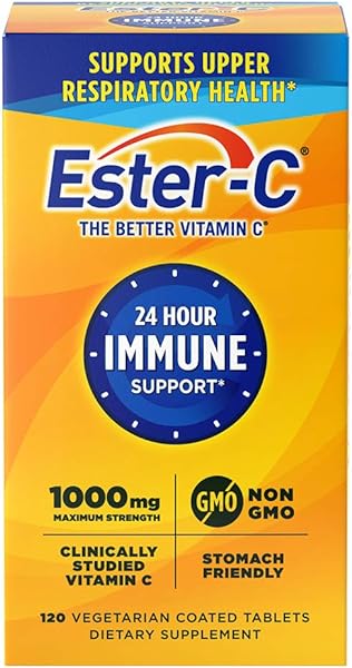 Ester-C Vitamin C 1000 mg Coated Tablets, 120 Count, Immune System Booster, Stomach-Friendly Supplement, Gluten-Free in Pakistan
