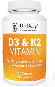 Dr. Berg's Vitamin D3 K2 Supplement w/MCT Oil - Includes 10,000 IU of Vitamin D3, 100 mcg MK7 Vitamin K2, Purified Bile Salts, Zinc & Magnesium for Ultimate Absorption - 120 Capsule in Pakistan