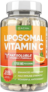 Natural Liposomal Vitamin C - 1700mg, 200 Capsules, Immune System & Collagen Booster, High Absorption Fat Soluble VIT C, Buffered, Skin Vitamins, Sunflower Lecithin in Pakistan