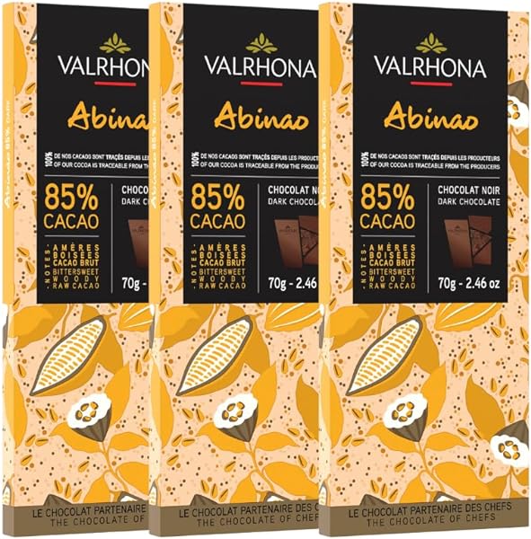 Premium Extra Dark Chocolate ABINAO 85% Cacao Tasting Bars - Gourmet French Chocolate Perfect for Eating and Baking and Frostings, Cookies, Cakes, and Brownies. Kosher, 70g (Pack of 3) in Pakistan in Pakistan