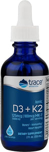 Trace Minerals | Liquid Ionic Vitamin D3 + K2 | 125 mcg (5,000 IU) D3, 100 mcg K2 | Concentrated Dietary Supplement | 2 fl oz. 296 Servings in Pakistan