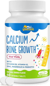 500 MG Calcium Supplement with Vitamin D3 & K2, Zinc, Magnesium & Prebiotics. Kids Vitamins for Kids' Height. Bone Strength, High Absorption, Orange Chewables, Non-GMO, Gluten Free, 60 Tabs in Pakistan