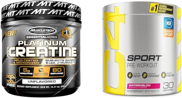 Creatine Monohydrate Powder Platinum Pure Micronized Muscle Recovery + Builder & Cellucor C4 Sport Pre Workout Powder Watermelon - Pre Workout Energy with Creatine in Pakistan in Pakistan