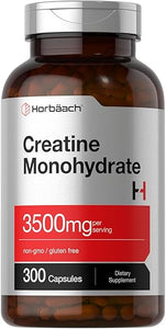 Horbäach Creatine Monohydrate Capsules | 3500mg | 300 Count | Non-GMO and Gluten Free Supplement in Pakistan