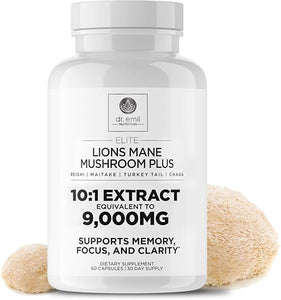 DR. EMIL NUTRITION 9000mg Organic Lions Mane Supplement Capsules with Chaga, Reishi & Maitake - Natural Mushroom Blend for Wellness Support in Pakistan