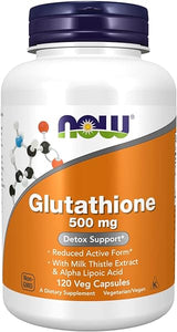 NOW Supplements, Glutathione 500 mg, with Milk Thistle Extract & Alpha Lipoic Acid, Free Radical Neutralizer*, 120 Veg Capsules, Beige in Pakistan