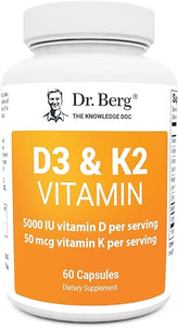 Dr. Berg D3 K2 Vitamin 5000 IU w/MCT Oil - Includes 50 mcg MK7 Vitamin K2, Purified Bile Salts, Zinc & Magnesium for Ultimate Absorption - Supplement - 60 Capsules in Pakistan