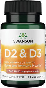 Swanson Vitamin D Complex with Vitamins D2 & D3 - Complete Sunshine Vitamin Complex for Bone, Dental & Immune Health - Vitamin Supplement (50 mcg, 60 Veggie Capsules) in Pakistan