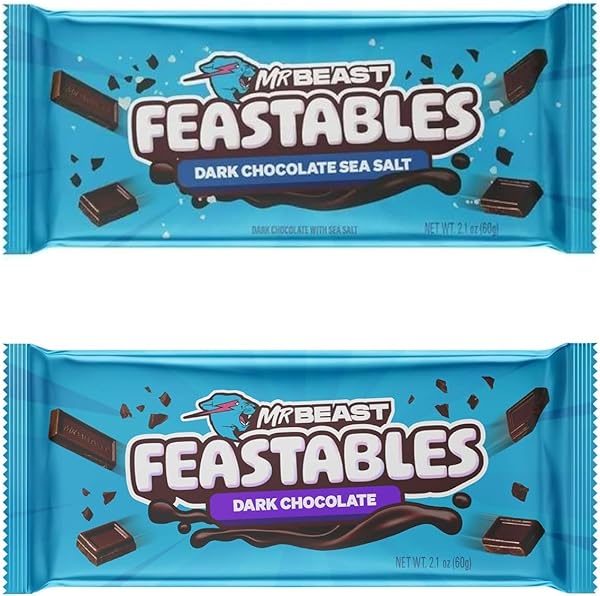 Mr. Beast Feastables Dark Chocolate Duo Beast Bars Bundle, New Formula Smoother and Creamier Texture, 2.1 oz (60g), 2 Count Dark Chocolate Feastables Bars in Pakistan in Pakistan