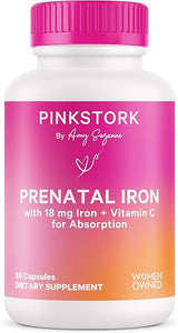 Prenatal Iron Supplement for Women - 18 mg Non-Constipating Iron & Vitamin C for Pregnancy, Postpartum, & Breastfeeding - Focus, Fatigue, & Blood Cell Production - 2 Month Supply in Pakistan