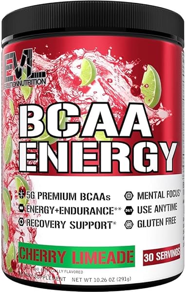 EVL BCAAs Amino Acids Powder - BCAA Energy Pre Workout for Muscle Recovery Lean Growth and Endurance - Rehydrating Post Workout Recovery Drink with Natural Caffeine - Cherry Limeade in Pakistan in Pakistan