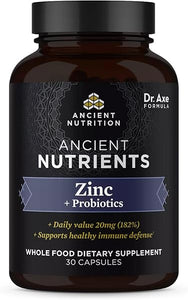 Probiotics and Zinc Supplement by Ancient Nutrition, Supports Healthy Immune System and Gut Health, Made Without GMOs, Superfoods Supplement, Paleo and Keto Friendly, 30 Count in Pakistan