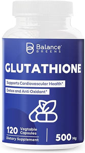 Balancebreens Active Form (Reduced) Glutathione Supplement - 500mg - 120 Vegan Capsules - L-Glutathione GSH Supports Cardiovascular Health, Antioxidant Support, Liver Detox, Skin Whitening in Pakistan